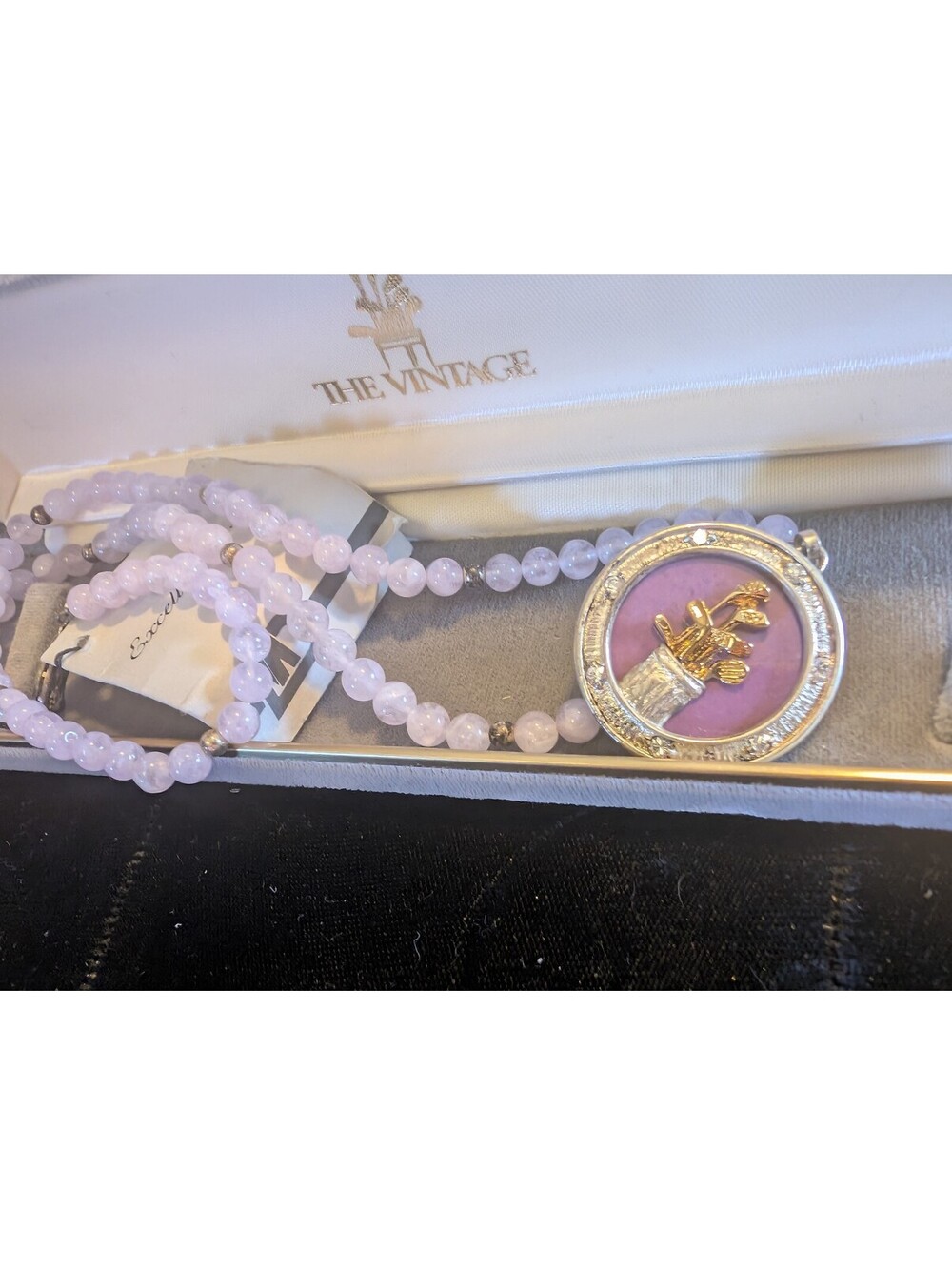 Handmade Sterling Silver Necklace with Pink Beads and Golf Club Pendant